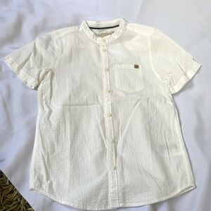 NWT H&M white/off-white boys button down linen look shirt